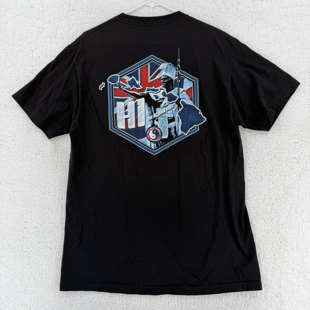 T&C Surf Designs Shirt Mens Large Black Hawaii Warrior Aloha State Graphic Tee‎